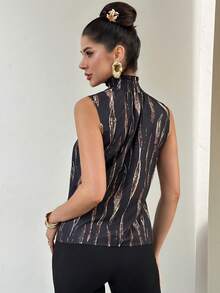 Firerie Women's Elegant Dignified Minimalist Commuter Metal Art Graffiti Sleeveless Top - Multicolor - View 2