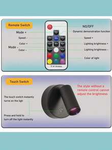 1 pieza Foco controlado por control remoto, luz decorativa de pared con control táctil, RGB de 7 colores con capacidad de atenuación, iluminación nocturna, adecuado para arte de pared y decoración de árboles, luz recargable. - 7 Colors RGB - Ver 7