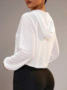 Sovereign Charm Casual Loose Fit Hooded Short Jacket - White - View 2