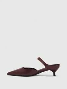 CUCCOO BIZCHIC Pointed Commuter Burgundy Kitten Shoes Ladies Versatile Daily Work High Heel Slippers Spring Shoes - Burgundy - View 4