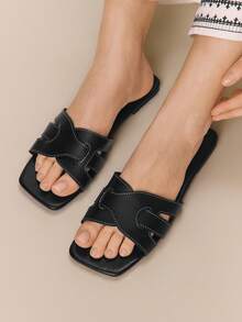 Styleloop Sandalias marrones de verano con puntera abierta, estilo bohemio para vacaciones, zapatos de paja trenzada con tiras cruzadas, suela blanda de cuerda de cáñamo, calzado exterior tipo chanclas - Negro + línea - Ver 9