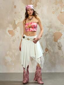 Rina Fox Women's Summer Vacation New Floral Print Spaghetti Strap Top, Fitted Cropped Camisole, Versatile - Multicolor - View 4