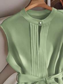 GlowEve CURVE Áo sơ mi mùa hè thanh lịch dành cho phụ nữ ngoại cỡ - Màu xanh Ô liu - Xem 4