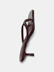 New Fashionable Women Sexy Leopard Print Pointed Toe Kitten Heel Sandals Spring Shoes - Burgundy - View 13