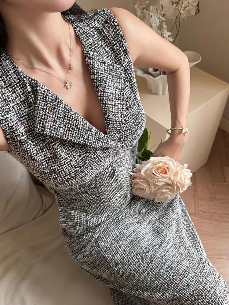 Women's Elegant Sleeveless Midi Dress For Commuting, Summer