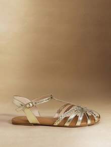 Rosivie Women's Buckle Design Casual Fashion Flat Sandals For Daily Wear - Gold - View 2