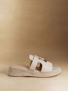 Women's New Straw Thick-Soled 5cm Sandals Are Fashionable And Versatile In Summer, And Slip-On Sandals Are Worn Outside. Summer Shoes - Apricot - View 2