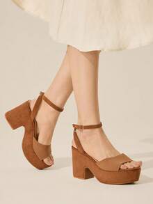 CUCCOO BASICS Women's Fashion Wedge Heel Platform Sandals - red brown - View 3