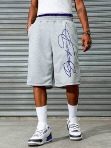 Manfinity EMRG Men's Elastic Waist Letter Print Pocket Casual Everyday Sweatpants - Multicolor - View 4