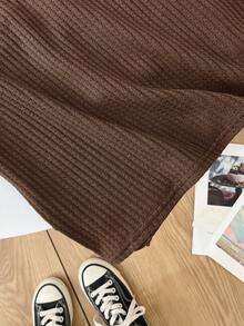 SHEIN 3pcs Tween Boys' Half-Sleeve Textured Wood Button Decor T-Shirts,Brown,Summer,Casual,School,White,Outdoor,Sports,All-Match Versatile - Brown - View 6