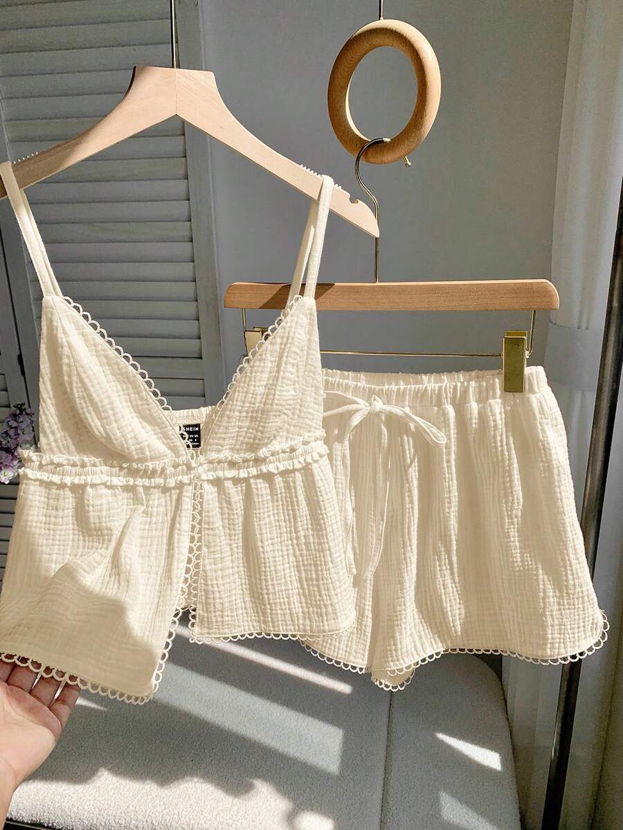 Comfortcana Women's Beige Top And Shorts Casual 2 Pieces Set, Spring/Summer - Beige - View 1