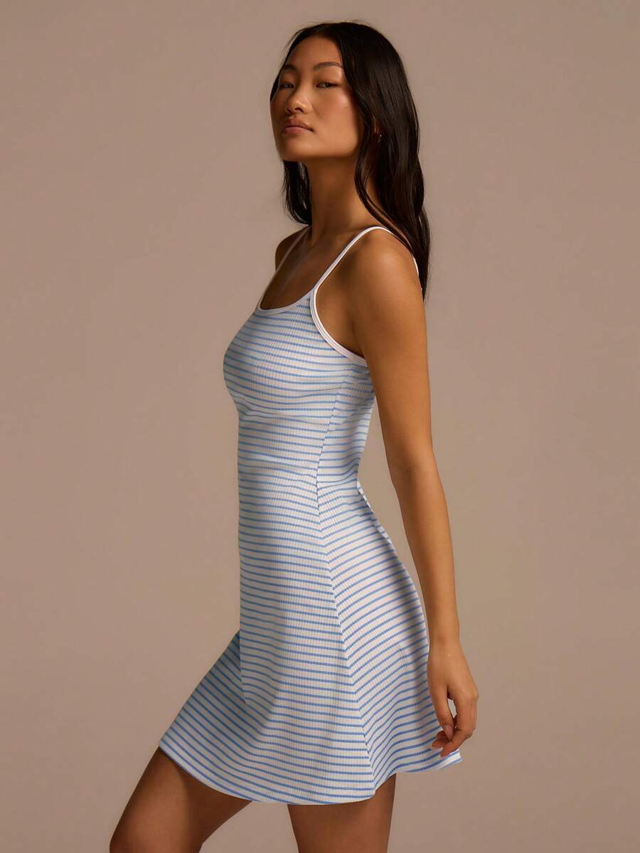 Fluxe Women's Casual Striped Bodycon Slip Dress For Summer - Blue and White - View 1