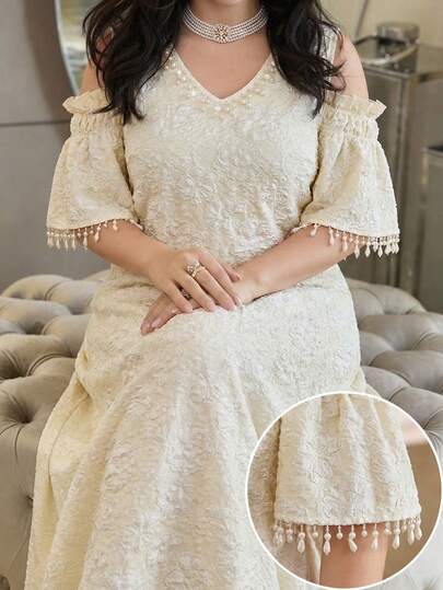 Al Najma Plus Size Women Off Shoulder Casual Loose Arabic Style Dress