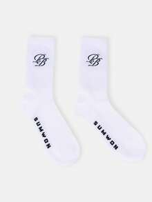 PLAYBOY X SUMWON Vớ nam cổ cao có logo, thoải mái khi mặc hàng ngày, dài đến giữa bắp chân, kiểu dáng cổ điển. - Đen và trắng - Xem 4