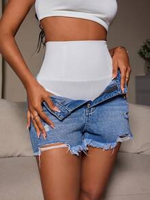 Solid High Waisted Shapewear Thong - White - View 4