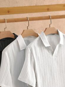 HIMLAND 3件装男士简约丝滑短袖Polo衫，夏季上衣，翻领衬衫，男女通用衬衫，男士衬衫，宽松衬衫 - 彩色 - 查看 7