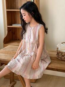 DAZY Vestido casual de verano sin mangas a rayas para niña - Multicolor - Ver 5