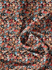 EMERY ROSE 休闲简约度假波西米亚风优雅浪漫复古碎花图案女式V领纽扣泡泡袖大码衬衫 - 彩色 - 查看 4