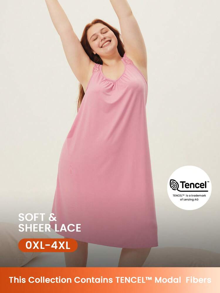 Summer Women Plus Super Soft TENCEL™ Modal Pink Night Dress Lingerie Slip Dress Babydoll Bridal Intimates& Pyjamadressing Summer Dresses For Women