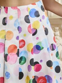 LOTSLUV 女士彩色印花高腰休闲百搭日常穿搭半身裙 - 白色 - 查看 7