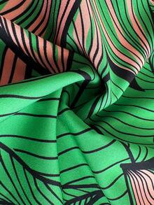 Maweii Plus Size Women's Green Colorblock Floral Print Asymmetrical Ruffle Trim V-Neck Tie Neck Maxi Dress,Boho Vacation Holiday Autumn Flattering Maxi Dress - Multicolor - View 7