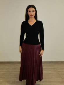 MDEdit 商务休闲V领长袖套头衫 秋冬 - 黑色 - 查看 6