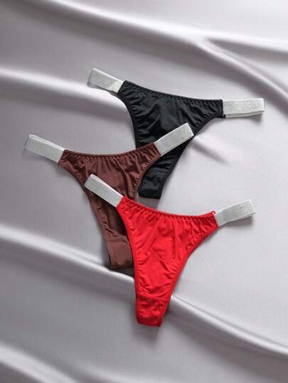 EmpressEnvy 3packs Contrast Tape Sexy Thongs Thong Underwearthong Packmens Thong