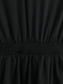 GlowEve CURVE Women's Spring/Summer Chic Black Sleeveless Collared Ruffle Hem Fitted Vest - Black - View 7