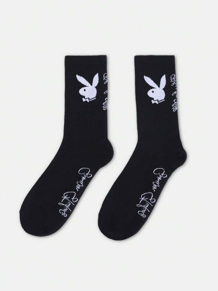 PLAYBOY X SUMWON Black Crew Socks With Logo