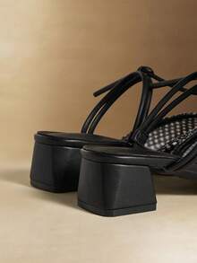 Rosivie Women's Shoes, Summer, Breathable Woven Straps, Square Toe, Thick Heel, Low Heel, Casual Vacation Style, Straw Material, Black, Mule Shoes, Daily Wear/Seaside Travel - Black 1 - View 4