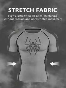 Manfinity Sport Corelite Áo thun thể thao tay ngắn raglan in hình nhện dành cho nam - màu đen - Xem 3