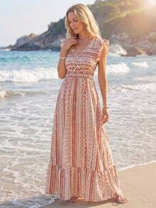 Sylviya Váy mùa hè cơ bản phong cách retro giản dị rộng rãi cho nữ có dây rút ở eo - Nhiều màu - Xem 1