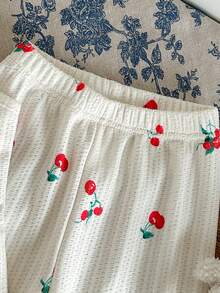 女婴休闲日常时尚花卉刺绣吊带背心和纯色裤子套装，可爱阳光的夏季外出装扮 - 杏色 - 查看 4