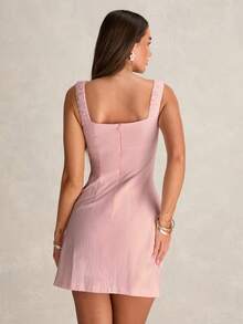 Enchnt Đầm slip dáng xếp ly, kiểu dáng ngọt ngào, thoải mái dành cho nữ. - Hồng - Xem 6