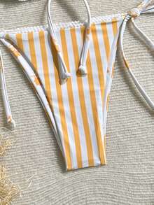 Swim Mod Bikini 2 Potong untuk Liburan Pantai Kasual Wanita - Kuning - View 6