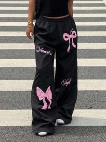 Pantalones de pierna ancha con estampado de mariposa para niñas preadolescentes - Multicolor - Ver 1