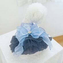 1pc Pet Dress, Blue Galaxy Wedding Gown For Dogs & Cats - Multicolor - View 12