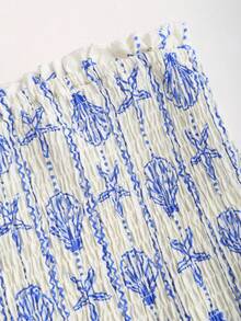 SHEIN Sweetro Women's Bohemian Style Shell & Starfish Print Soft & Comfortable Versatile Bandeau Jumpsuit, Spring/Summer - White - View 6