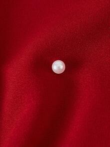 SHEIN MOD 红色串珠蝴蝶结短裤，适合派对、婚礼、郊游、可爱场合、约会、聚会、女士春夏装、春假、度假、野餐、节日、生日等场合。 - 紅色 - 查看 4