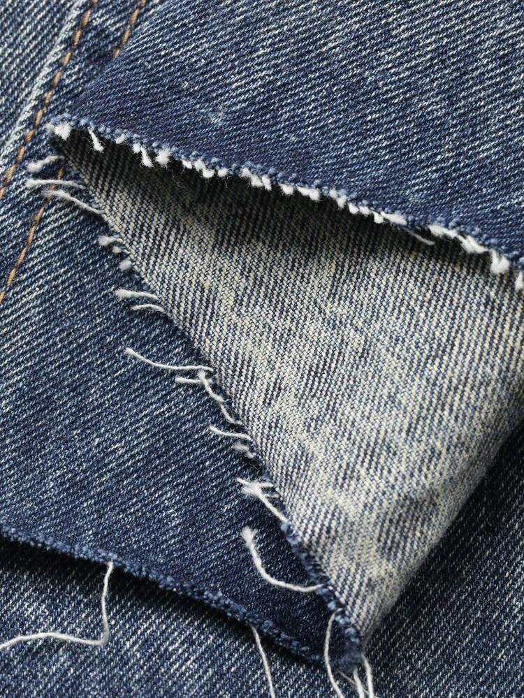 Distressed Denim Patchwork 2 In 1 Straight Long Casual Vacation Denim Skirt For Women, Summer