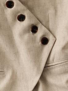 GlowEve 纹理西装背心+短裤套装 - 卡其色 - 查看 4