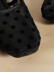 Rosivie Niche Korean Version Of Polka Dot Mesh Yarn Breathable Buckle With Mary Jane Shoes Women's Ballet Style Flat-Soled Shoes Soft Sole - Black - View 4