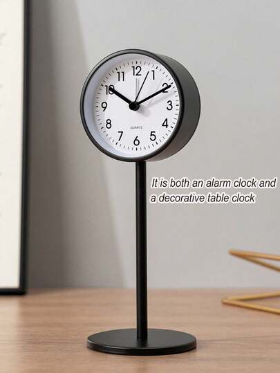 1 PC Of Nop Room Alarm Clock, Black, Simple Style, Made Of Metal, Suitable For Bedside Decoration, Office, Living Room. A Very Beautiful Desk Clock, Quiet When Running, Will Not Disturb Rest Or Reading.Bedroom Ornament,Digital Clock,Dormitory Decoration, School Return Decoration, School Decoration,School Surprise Item.