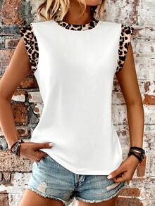 Selamara Basic White Oversized T-Shirt With Contrast Collar And Puff Sleeves, Casual & Fashionable - Multicolor - View 5