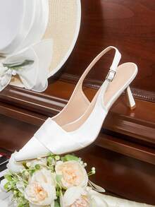 CUCCOO HITCHD 女士高端尖头搭扣高跟鞋，四季皆宜 - 白色 - 查看 6