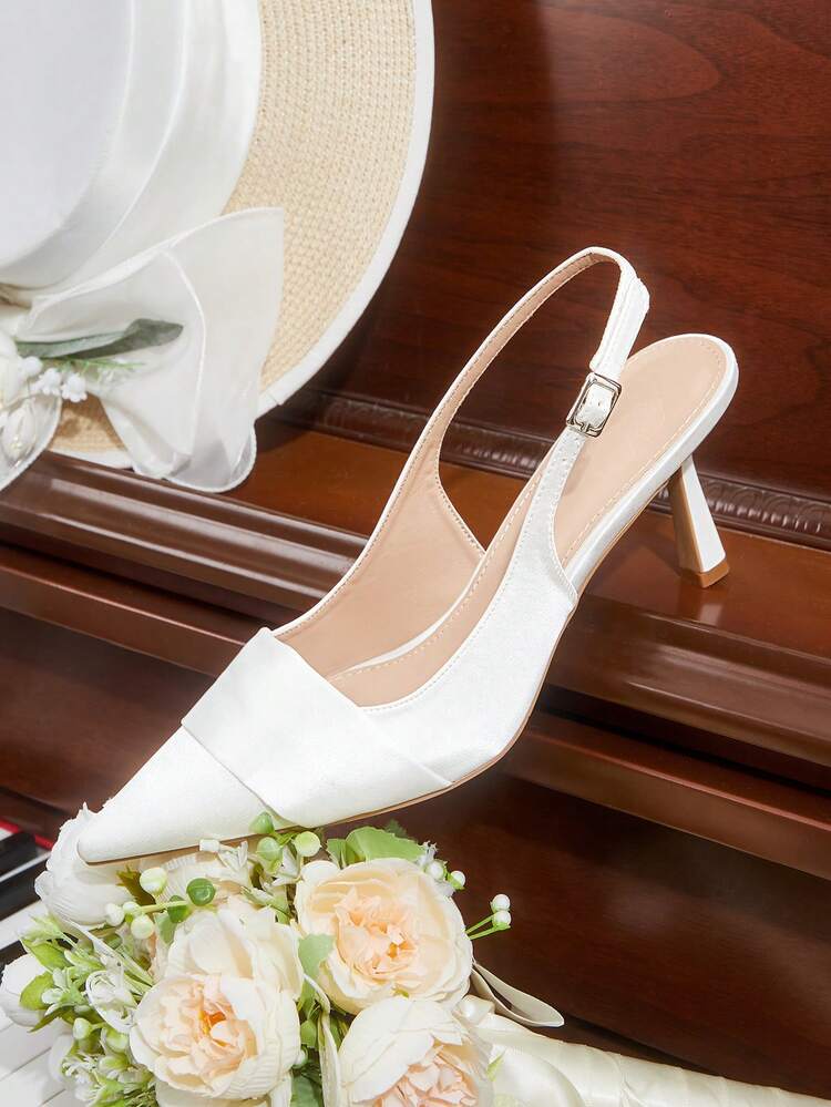 CUCCOO HITCHD Women's High-End Pointed Toe Buckle Design High Heel Shoes, Suitable For All Seasons Wedding Shoes Summer Shoes Bride Shoes