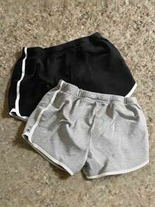 Glimmora Pantalones cortos casuales con gráfico de letras para mujer, adecuados para uso diario - Multicolor - Ver 2