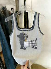 Resyla Women's Casual Dog Pattern Versatile Daily Wear Top - Grey - View 3
