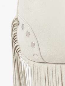 Viva Strut 女士单肩包，流浪包，流苏，波西米亚风，时尚，个性化，简约，百搭，街头风，甜美酷女孩，性感女孩，Y2K，复古，铆钉，经典，适合约会、日常、购物、音乐节 - 米色 - 查看 7