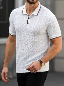 Manfinity Homme 男士高级提花Polo衫，送给男友或丈夫的时尚礼物。男士纹理Polo衫，白色纹理Polo衫，百搭单品，适合日常通勤、旅行、度假和外出，也是送给丈夫和男友或朋友的理想礼物。休闲简约风格，都市成熟风范，英伦绅士风范。男装-男士上衣-男士Polo衫，男士针织衬衫，男士钩针衬衫，男士经典款。日常休闲、周末旅行、户外活动、探险旅行、轻松的工作环境或半正式场合皆宜。送给男友/丈夫的礼物，周年纪念/生日礼物，派对、暑假、新年、婚礼等场合的完美之选。 - 白色 - 查看 7